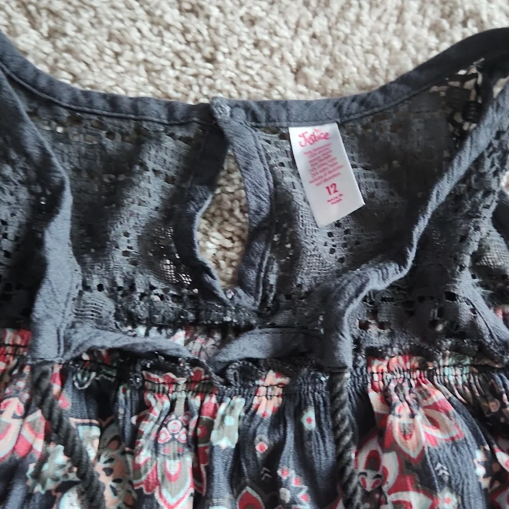 Justice Girls Size 12 Grey Paisely Short Romper, long sleeve - Picture 3 of 4